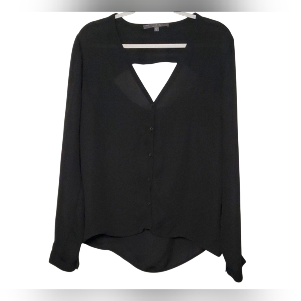 Guess Black Long Sleeve Open Upper Back Blouse Size:XL